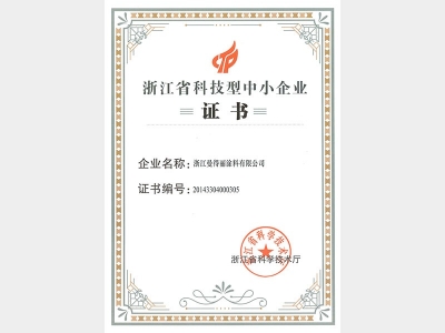 2017年浙江省科技型中小企業證書
